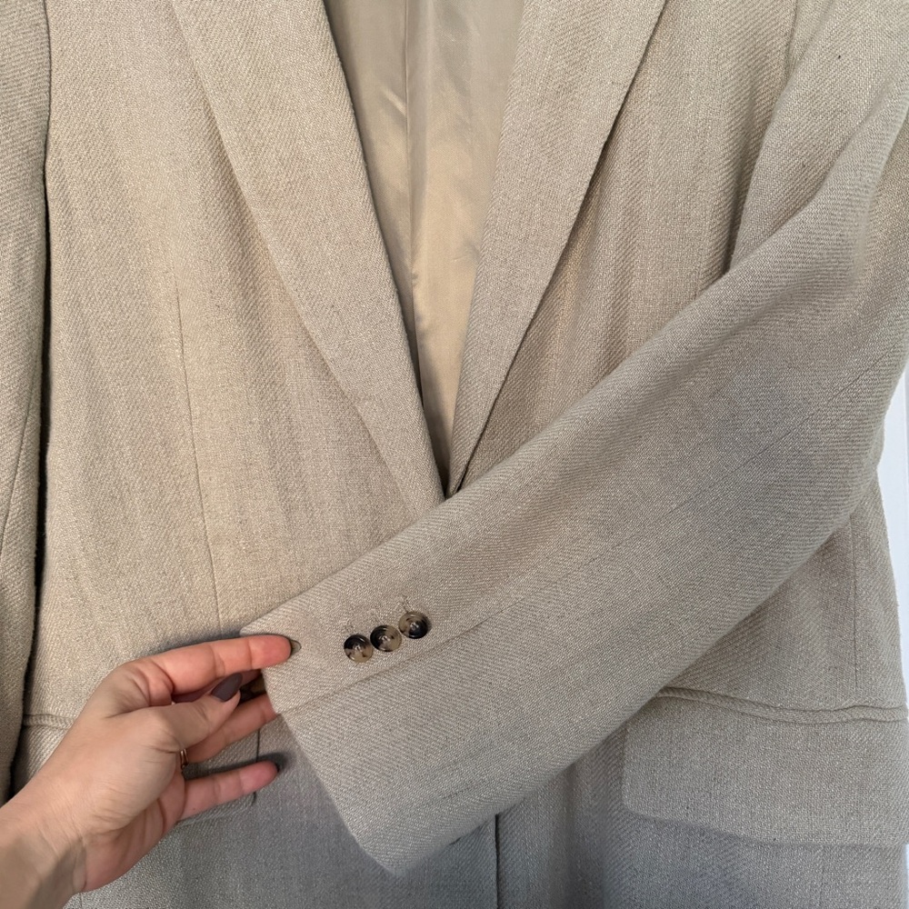 Zara Women's Beige linen coat jacket - Picture 5 of 6